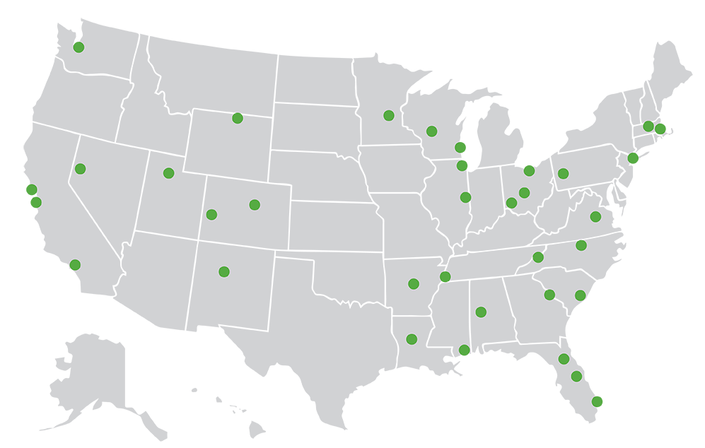 A map of VHA iNet Site locations in the U.S.