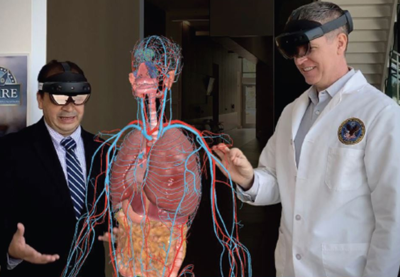Medical professionals working with AR to visualize the human heart, lungs, and blood vessels