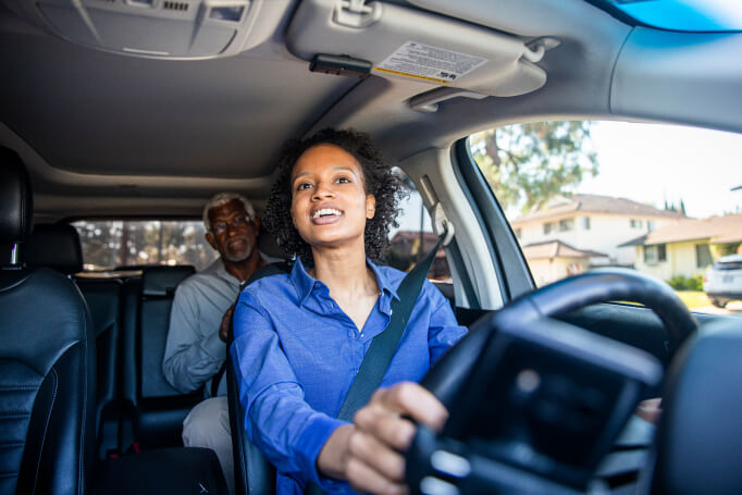 A rideshare driver taking a military veteran to the hospital