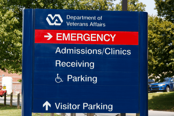 Direction sign of the VA Hospital. Showing where different departments are located